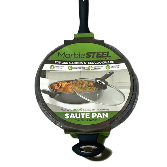 ECO+CHEF Marble Steel 4-Quart Sauté Pan (11-Inch/ 4 Quart) - Picture 2 of 5
